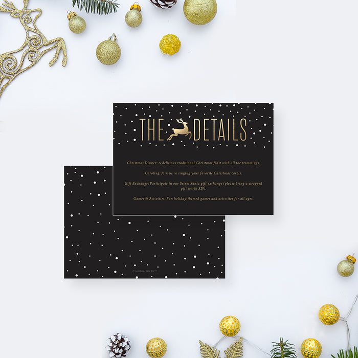 Oh Deer Christmas is Here Invitation Card, Fun and Festive Christmas Invitation with a Playful Pun, Christmas Celebration Invites with Reindeer and Snow Design