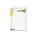 Personalized kids notepad with a cute alligator in a party hat, colorful balloons, and custom name on a playful birthday-themed design.