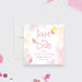 First birthday save the date card featuring a whimsical butterfly theme in soft pastel colors for a baby girl party-front