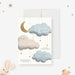 We’re Over The Moon baby shower invitation card with moon and clouds design