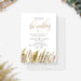Pampas grass wedding invitation with elegant boho watercolor design