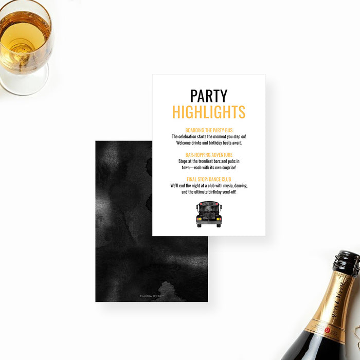 Party Bus Birthday Invitation for Adults Personalized Printed Card