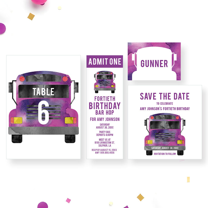 Party Bus Birthday Invitation Bar Hop Adult Birthday Invite