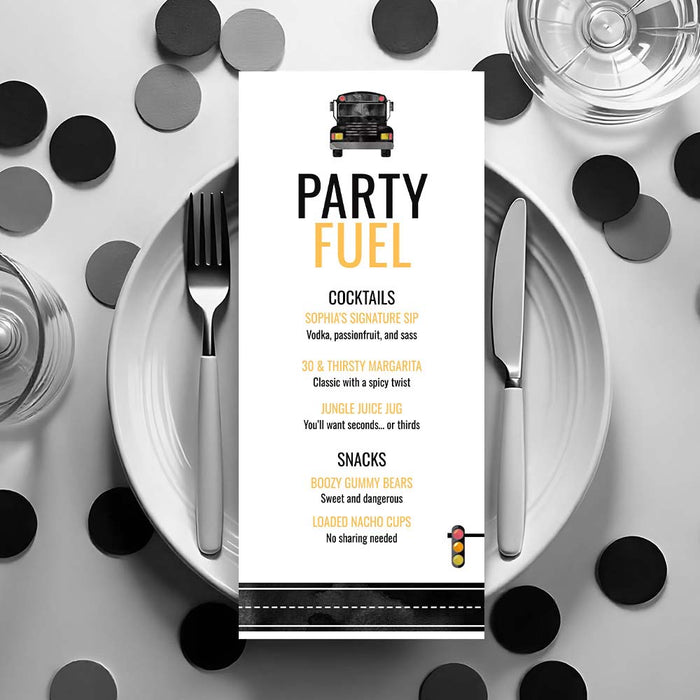 Party Bus Birthday Invitation for Adults Personalized Printed Card