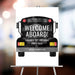 Personalized party bus birthday welcome sign used as event entrance décor, signage, and a photo backdrop
