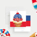 patriotic ice cream save the date card with a red, white, and blue ice cream cone design for a 4th of July party or summer celebration-front-back