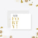 Custom note card with a bold gold “FORTY!” text, elegant stationery for business anniversaries.-front