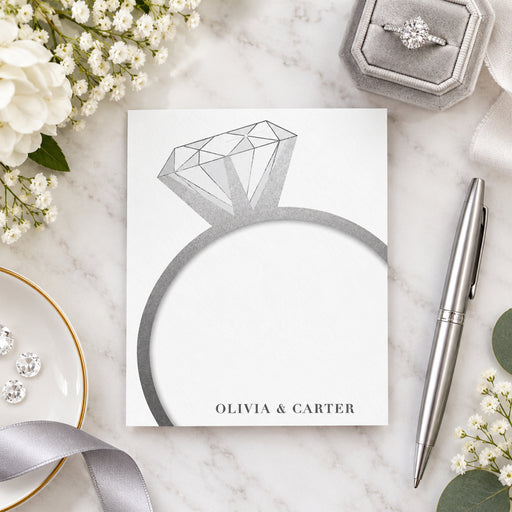 personalized 60th wedding anniversary thank you card with diamond ring design, custom names, and elegant minimalist styling-front