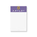 personalized 90s sitcom notepad with purple header, yellow frame detail, dotted name lettering, and blank writing space
