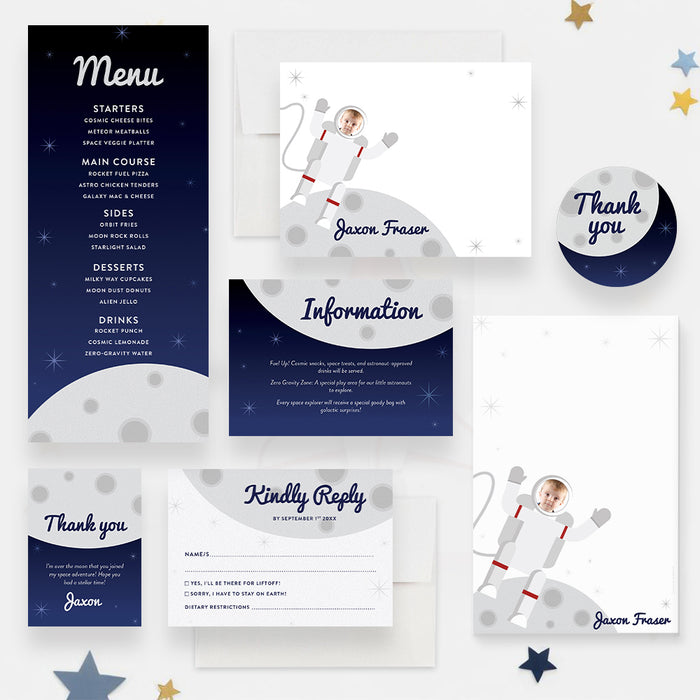 Personalized Astronaut Photo Birthday Invitation for Kids