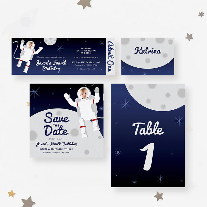 Personalized Astronaut Photo Birthday Invitation for Kids