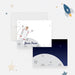 Personalized astronaut photo birthday thank you card for kids with child’s face in an illustrated spacesuit, moon landscape and custom wording-front-back