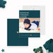 Modern teal adoption announcement card with a baby photo, Wanted Chosen Loved wording, peach heart, name, birth date and homecoming date-front-back