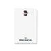 Personalized white baby photo notepad with a circular portrait, peach heart and child’s name in teal lettering