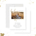 Personalized baby shower invitation with photo and elegant gold script-front-back
