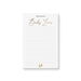 Personalized lined baby shower notepad with Little Notes for heading, custom baby name and small baby footprints at the bottom