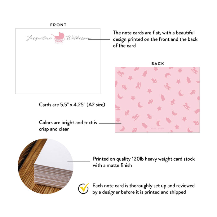 A2 note card specifications: 5.5 × 4.25 inches, double-sided printing and heavyweight 120 lb matte cardstock.