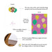 Front and back of personalized balloon photo birthday thank you cards with A2 size and matte cardstock details.