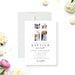 Photo baptism invitation featuring a collage of family photos with elegant typography for a personalized christening celebration.-front
