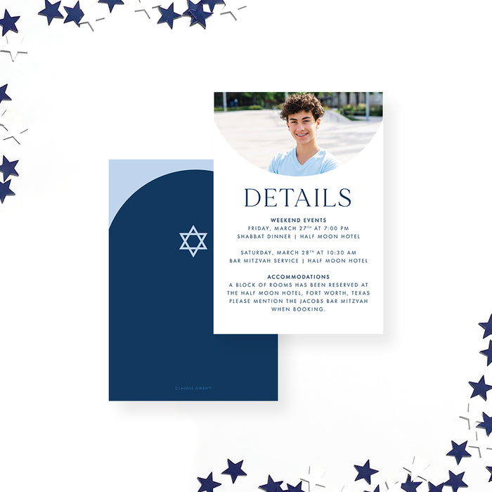 Photo Bar Mitzvah Invitation Personalized Jewish Celebration Card