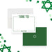 Personalized Bar Mitzvah thank you card with custom name and modern green border-front-back