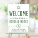 Personalized green and white Bar Mitzvah welcome sign with Star of David, custom name and event date