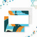 Personalized Bar Mitzvah note card featuring a modern abstract design in teal, orange, and green, with a Star of David and customizable name.-front-back