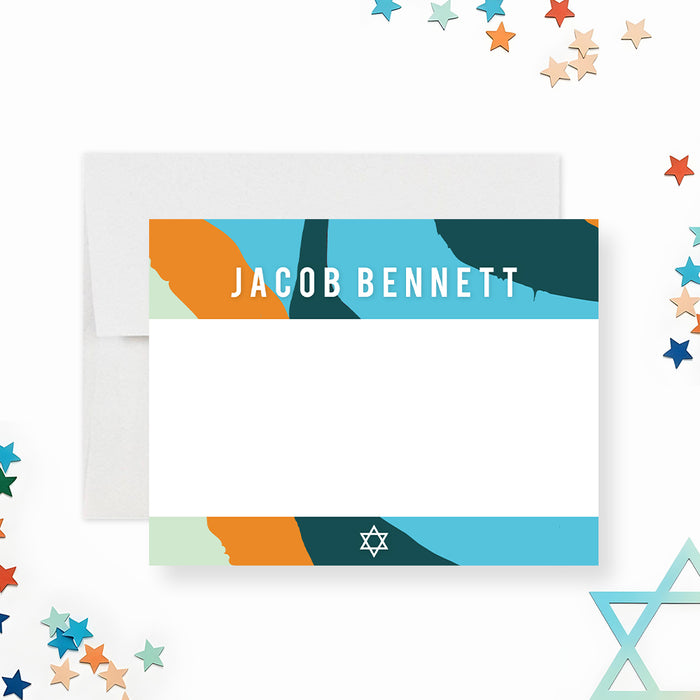 Personalized Bar Mitzvah Invitation Abstract Star of David Design