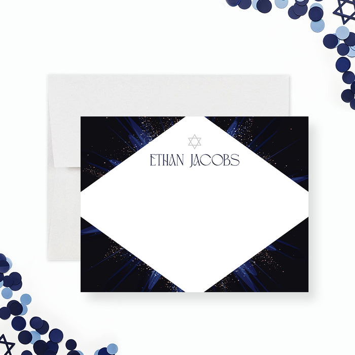 Elegant Blue Bar Mitzvah Invitation for Jewish Celebration