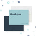 Light blue personalized thank you card with navy text and Star of David, perfect for bar mitzvah or Jewish celebrations.-front-back
