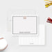 Personalized white baseball note card with a small baseball illustration, gray border and pinstriped reverse.