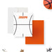 Personalized basketball note card with a white basketball-textured background and a custom name in orange lettering.