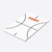Personalized basketball notepad featuring a white basketball-textured background and a custom name in bold orange lettering.