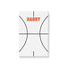 Personalized basketball notepad featuring a white basketball-textured background and a custom name in bold orange lettering.