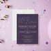Modern personalized Bat Mitzvah invitation with plum purple background, Star of David and custom event details-front