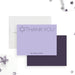 Personalized Jewish thank you card with Star of David, lavender background and custom family name-front-back