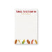 Personalized lined BBQ notepad with Things to Ketchup On heading, custom name, hot dog, corn, sausage, grill mitt, spatula and mustard illustrations