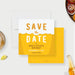 Personalized beer birthday save the date card shown with sample 50th birthday wording, golden yellow beer, white foam, and celebration date-front-back