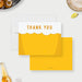 Personalized beer birthday thank you card with bold Thank You lettering, golden yellow beer, white foam, and space for a personal message-front-back
