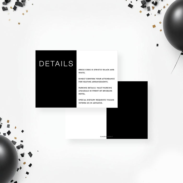 Black and White Birthday Invitation Personalized Party Card