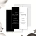 Modern black and white birthday invitation with elegant typography, personalized with your details.-front-back