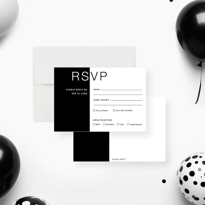 Black and White Birthday Invitation Personalized Party Card