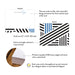 Front and back of personalized black and blue geometric note cards with A2 size and matte cardstock details.
