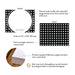 Front and back of personalized black and white circle frame note cards with A2 size and matte cardstock details.