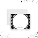 Black and white geometric note card with a large circular white writing area and a personalized name below.