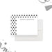 Personalized white note card with a pattern of small black plus signs along the top and left edge.