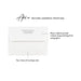Optional return address printing example on a white envelope for personalized black and white square pattern note cards.