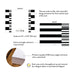 Product details for personalized black and white striped note cards: front and back designs, A2 size, matte cardstock, and design proof.