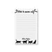 Personalized lined black cat notepad with Note to Meow-Self heading, custom name and four black cat silhouettes along the bottom