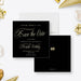 Personalized black and gold 40th birthday save the date card with Look Who’s 40 wording, honoree’s name, date, location and invitation to follow-front-back